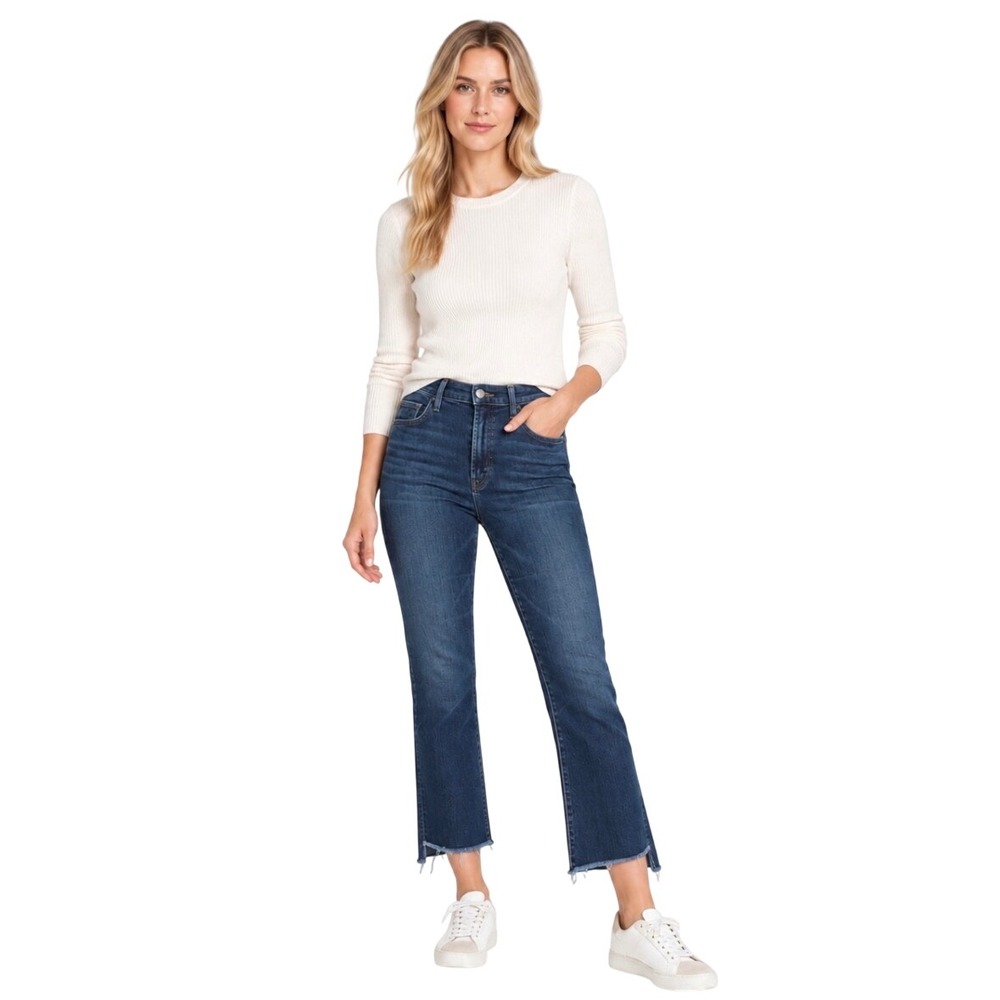 MOTHER The Insider Crop Step Fray Jeans Night Tripper Indigo Blue 27 1157-636